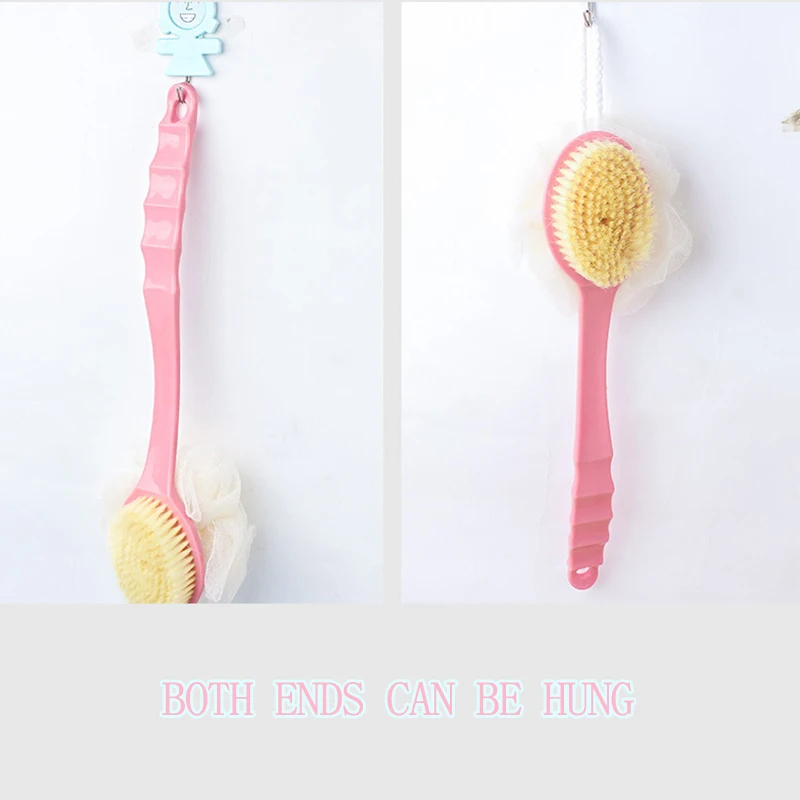 فرشاة حمام بمقبض طويل مع إسفنجة حمام مزدوجة الجوانب ناعمة ومريحة لتعليق أداة الاستحمام لتنظيف الجسم بالجملة #3