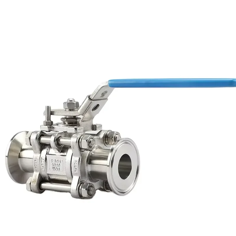 Food Grade Sanitary Manual Tri Clamp 3pc Stainless Steel Ball Valve Wholesale Price