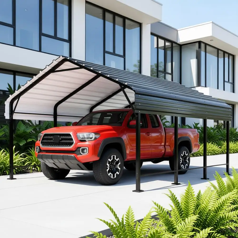 

12x15 Galvanized Metal Carport, Heavy-Duty Outdoor Shelter for Cars, SUVs, Trucks, and Boats