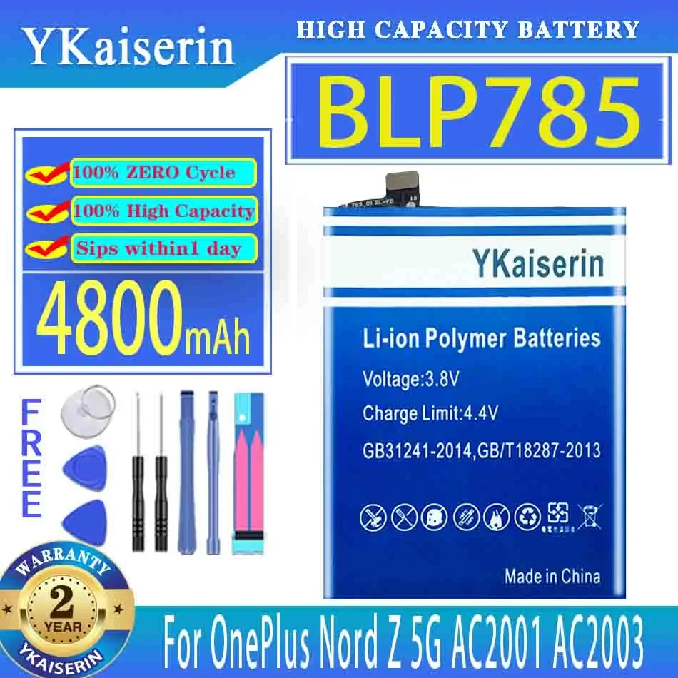 YKaiserin Battery 4800mAh/5800mAh For OnePlus 9 10 Pro/Nord Z/N10 5G/2 AC2001 AC2003 For One Plus 1+ 9 10 Pro 10Pro 9Pro