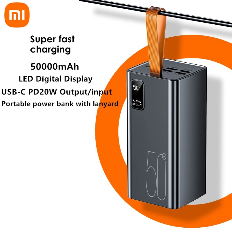 

Large Capacity 50000mAh Power Bank 22.5W Portable powerbank USB C Fast Charge Mobile External Battery For iPhone Samsung Xiaomi