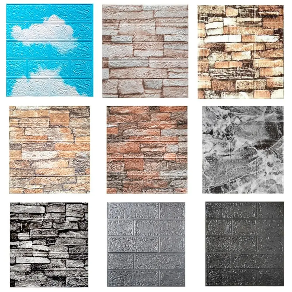 مقاوم للماء ثلاثية الأبعاد تقليد الطوب ملصقات جدار قشر وعصا DIY ذاتية اللصق خلفية لوحة الرجعية النفط برهان