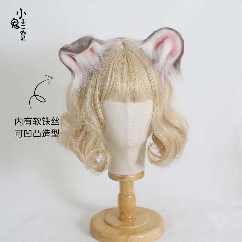 Original hand-made Headband Lolita Headwear Cute mouse ear gothic wind cosplay beast ear hairpin Hair Accessaries