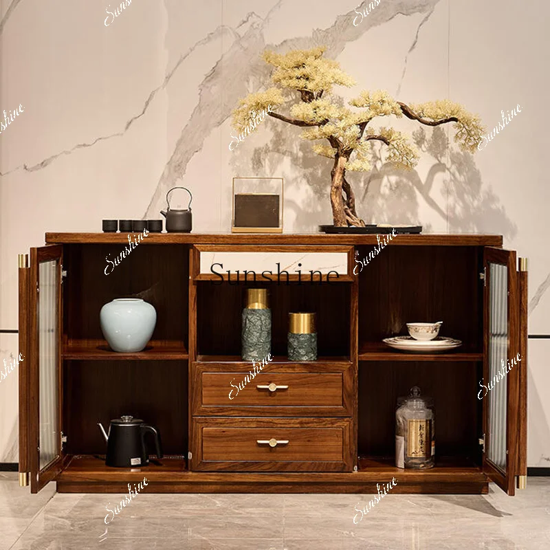 New Chinese-style solid wood dining side storage porch cabinet light luxury high-end modern simplicity  FT