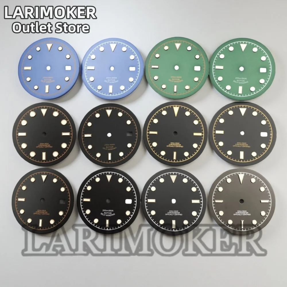 

LARIMOKER 33.5mm Black Green Blue Dial with Pointer Green Lume Suitable for NH35 NH36 ETA 2824 Miyota PT5000 Movement