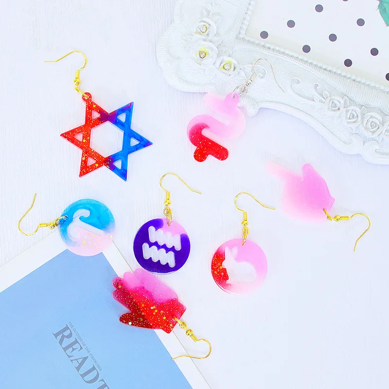 Molds Diy Crystal Drips Mixed Series Earrings Pendant Mould Christmas 12 Constellations Zodiac Cross Chess Dollar Gesture Mold
