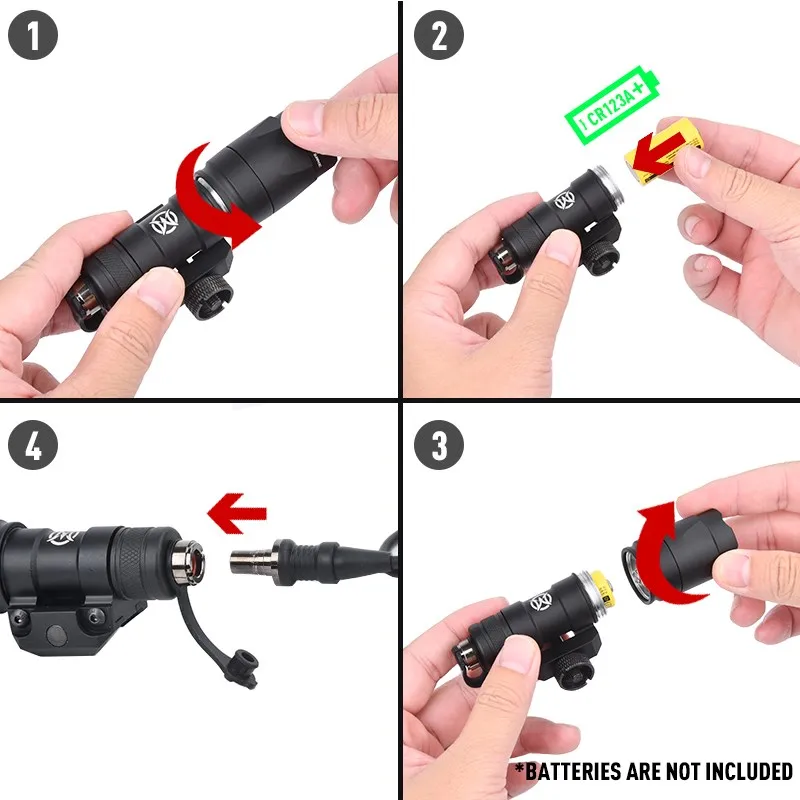 WADSN-linterna táctica potente para Rifle de explorador, luz LED, interruptor de doble función, SF, M600B, M600, M600C, M600U, Airsoft