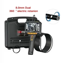 360° Rotation Industrial Endoscope 8mm Dual Lens Camera 5 Inch IPS HD 1080P Handle Inspection Borescope For Car Engine Sewer