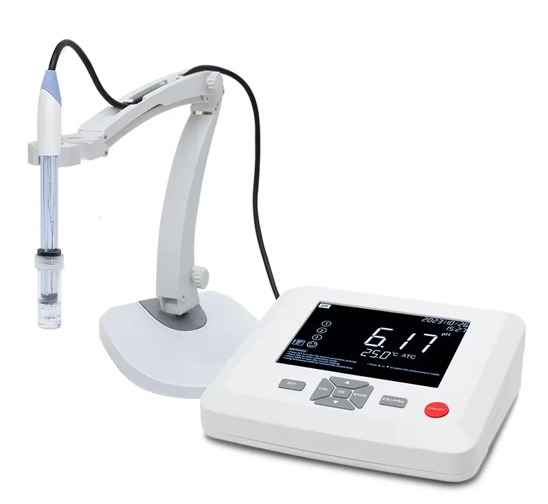 Benchtop PH/Temperature Meter PH100 Waterproof Digital Portable Industrial Wastewater Treatment Tester 0.01pH Accuracy LCD