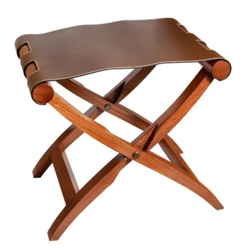 Hotel Bedroom Furniture Leather Top Solid Wood Frame Luggage Stool Stand LG-039