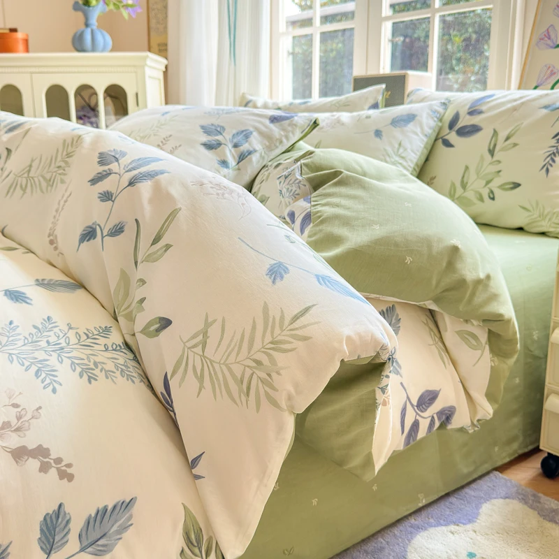 

Роскошный винтажный комплект пододеяльников из 100% хлопка с цветочным принтом — ультрамягкий дышащий, 1 пододеяльник + 2 наволочки, устойчивый к выцветанию