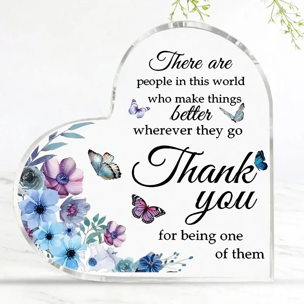 Gratitude Inspirational Saying Heart Acrylic Ornament Appreciation Desktop Decoration