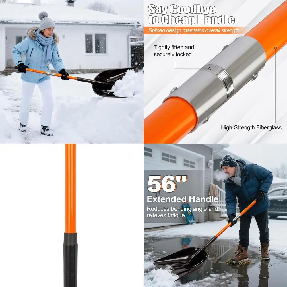 

Прочная лопата для снега из стекловолокна, длинная ручка 56, для удаления снега на подъездной дороге