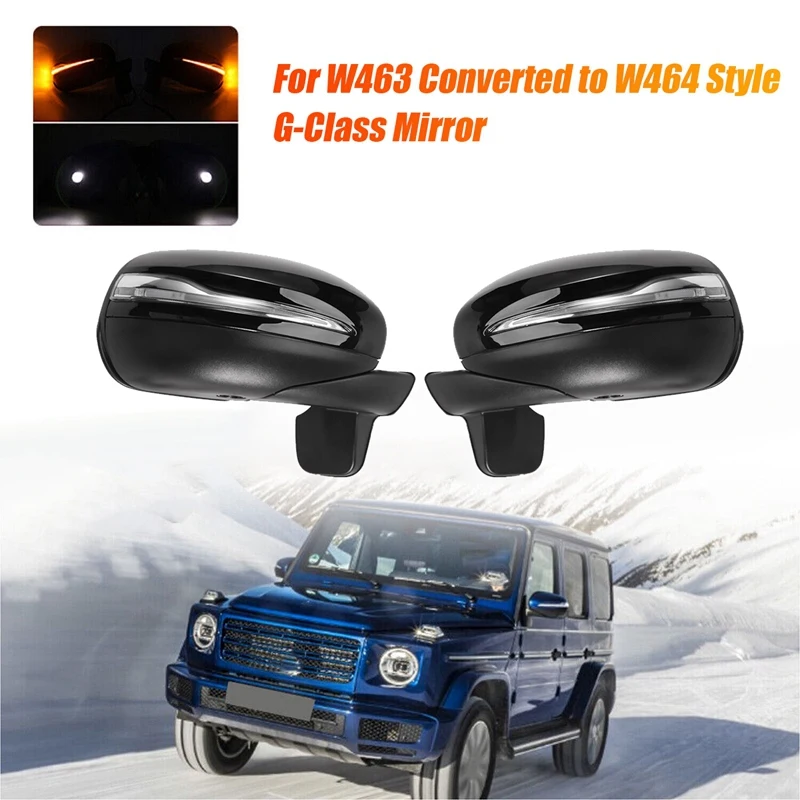 Door Mirror Black For Mercedes Benz 2012- W463 Converted To W464 Style G Class G500 G550 G55 G63 G65