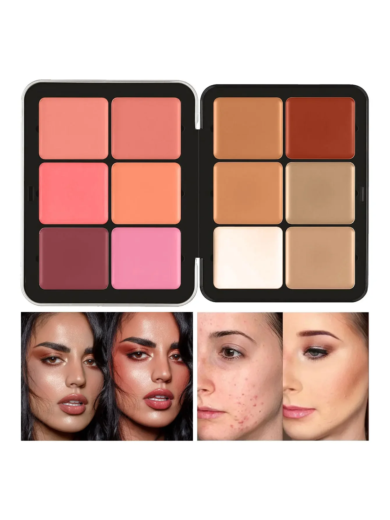 

12 Color Blush Concealer Set Natural Blemish Brightening Highlighter 16 Color Waterproof face contour cream palette custom logo