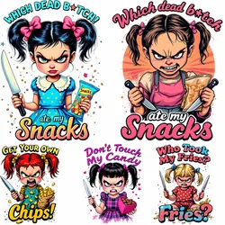 Funny Girls Food Patch Iron On Cute Women tickers Heat-Adhesive Decals A-Level Washable Diy Garment Thermal Transfer Stripe