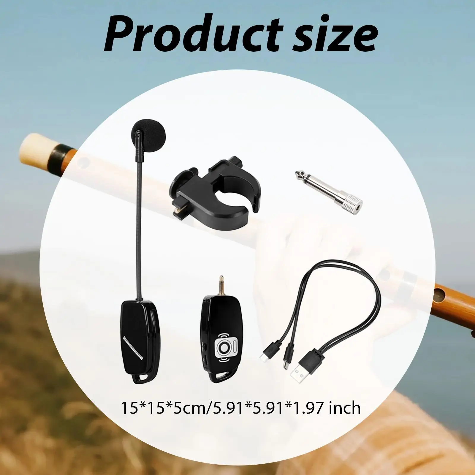 Wireless Flute Microphone Transmitter Receiver Professional Instrument Mic Noise Cancelling for Orchestra Xiao