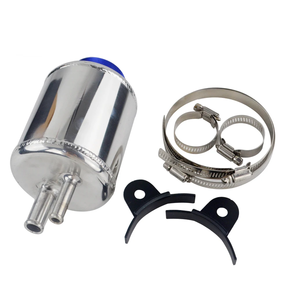 LZ - Universal Fuel Cell Racing Power Steering Tank Pump Aluminum Breather Tank FLUID RESERVOIR Tank With Brackets