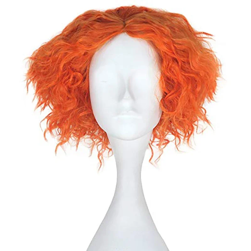 Costume Wigs Orange Short Curly Wig Synthetic Wig Anime Cosplay Wig For Halloween Cosplay Party