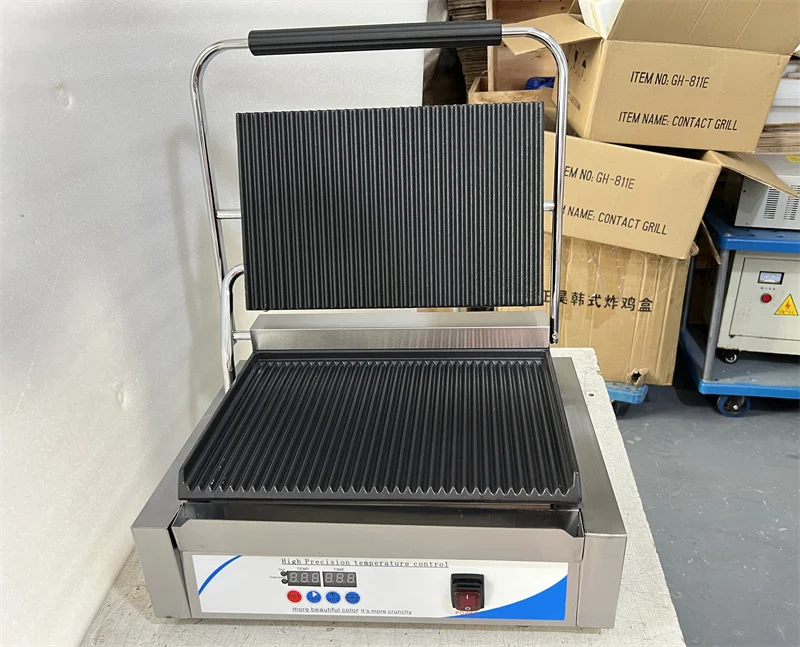 Commercial Pancake Steak Contact Grill Non Stick Plates 2200W Fast Heating Panini Press Machine Stainless Steel Grill Kitchen