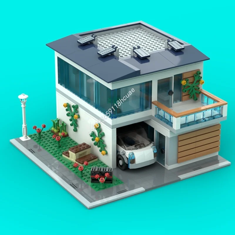 1229 قطعة MOC منزل الأسرة الحديثة وحدات نموذج اللبنات البناء هدية الكريسماس تجميع لعبة التعليم الإبداعي للأطفال #5
