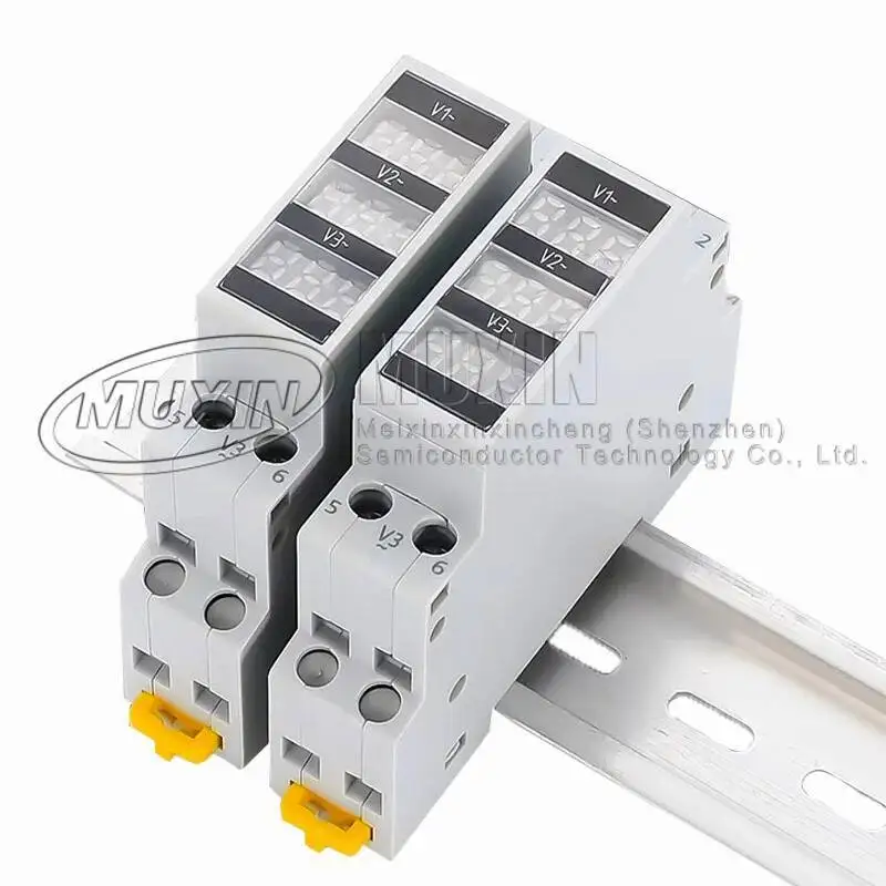 Din Rail 18mm Voltage Meter AC 80-500V 220V 380V Single Three Phase Modular Voltmeter Indicator LED Digital Display Detector