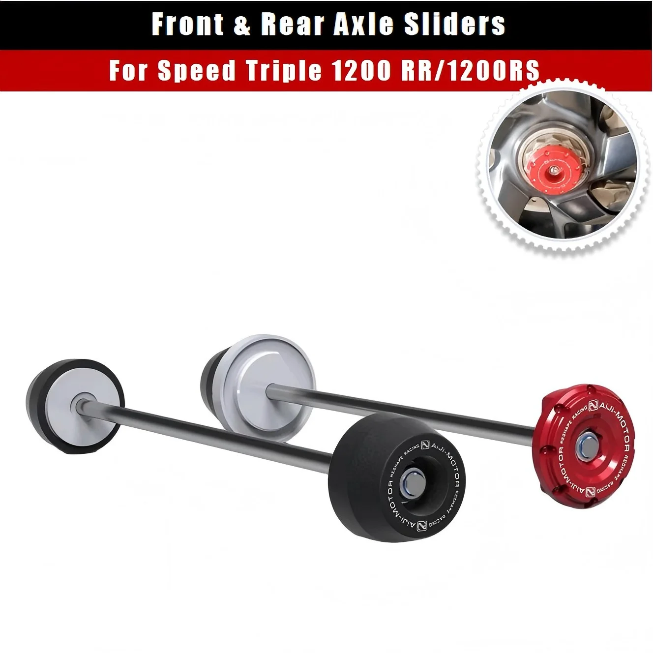 

For Triumph Speed Triple 1200 RR/1200RS - Front & Rear Crash Sliders, Wheel Axle Protectors