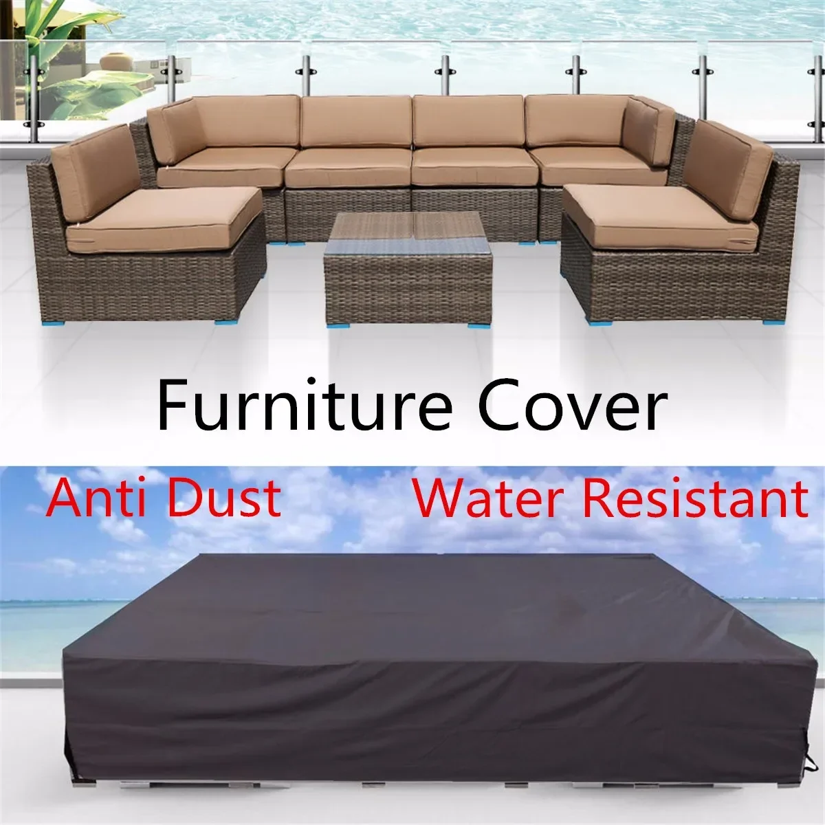 Waterproof Furniture Cover For Garden Rattan Table Cube Chair Sofa All-Purpose Dust Proof Outdoor Patio Protective Case