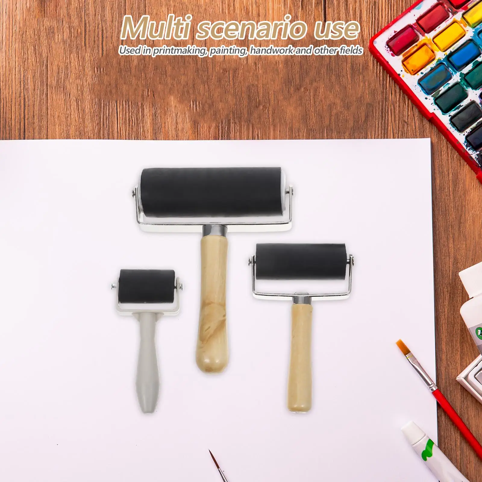 3 шт. чернильные валики DIY ремесленные инструменты для гравюры живопись резиновые валики набор универсальные принадлежности деревянные бордеры