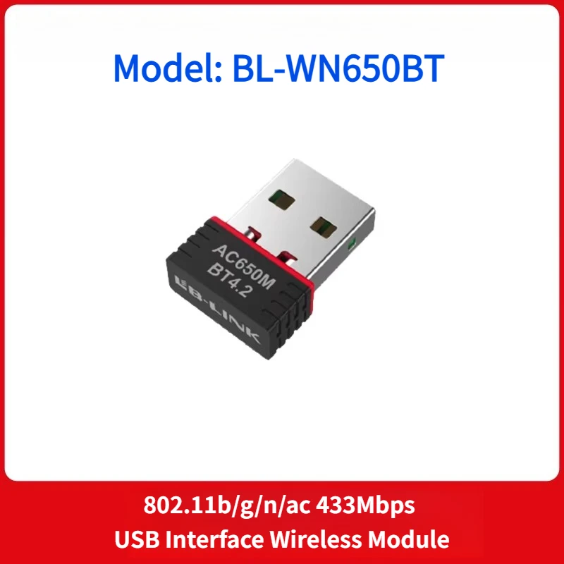 BL-WN650BT Dual Band 5G/2.4G WiFi Adapter with Bluetooth 4.2, USB Wireless Network Card for Desktop Laptop PC, RTL8821CU Chip