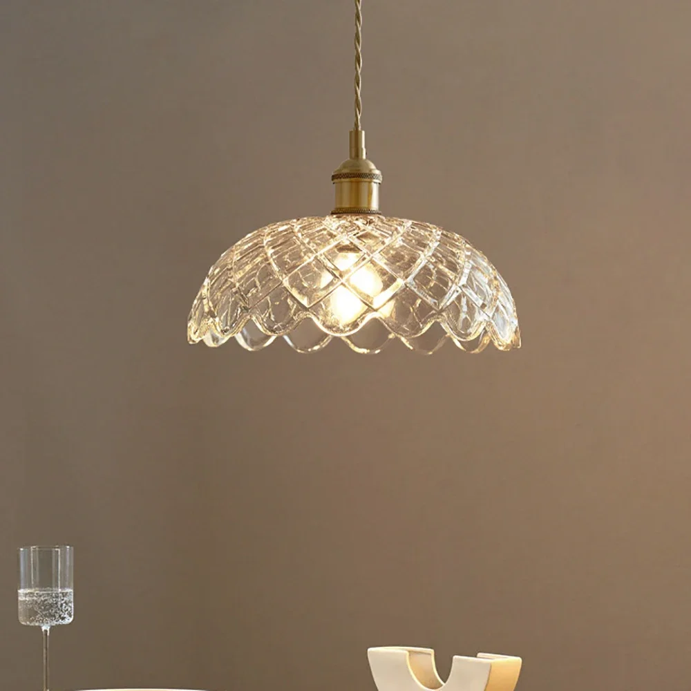 Nordic Japanese simple restaurant chandelier balcony aisle B&B bar retro glass flower chandelier