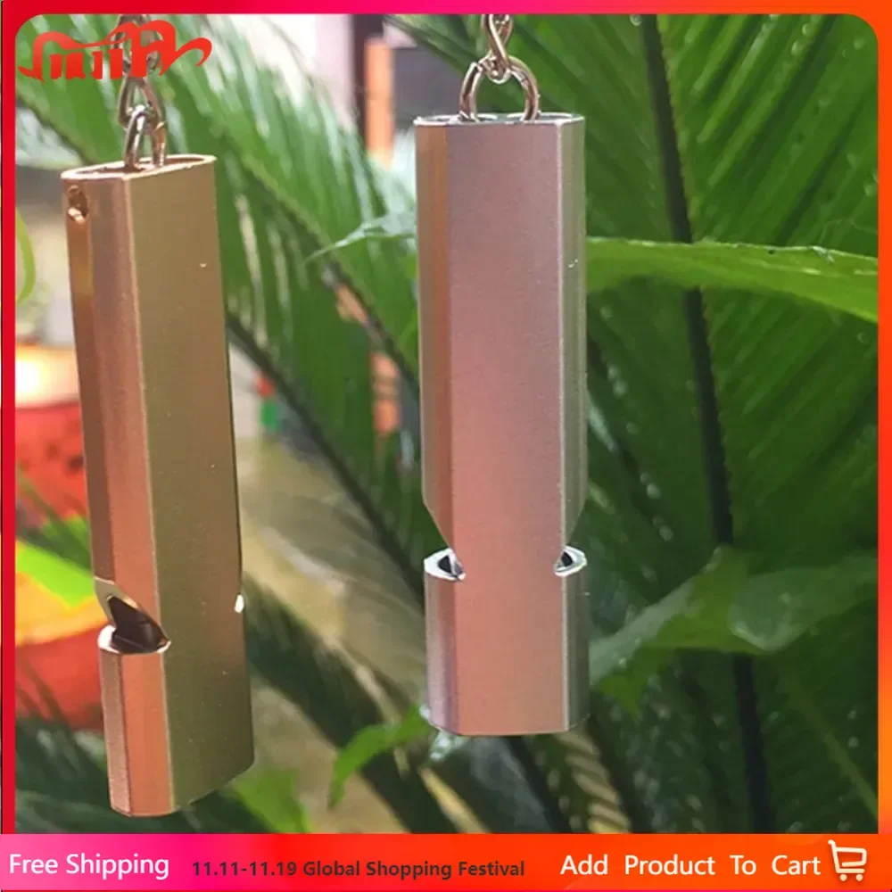 

Portable Aluminum Double Tube Safety Whistle for Outdoor Hiking Camping Emergency Key Chain Multi-tool Survival Whistle