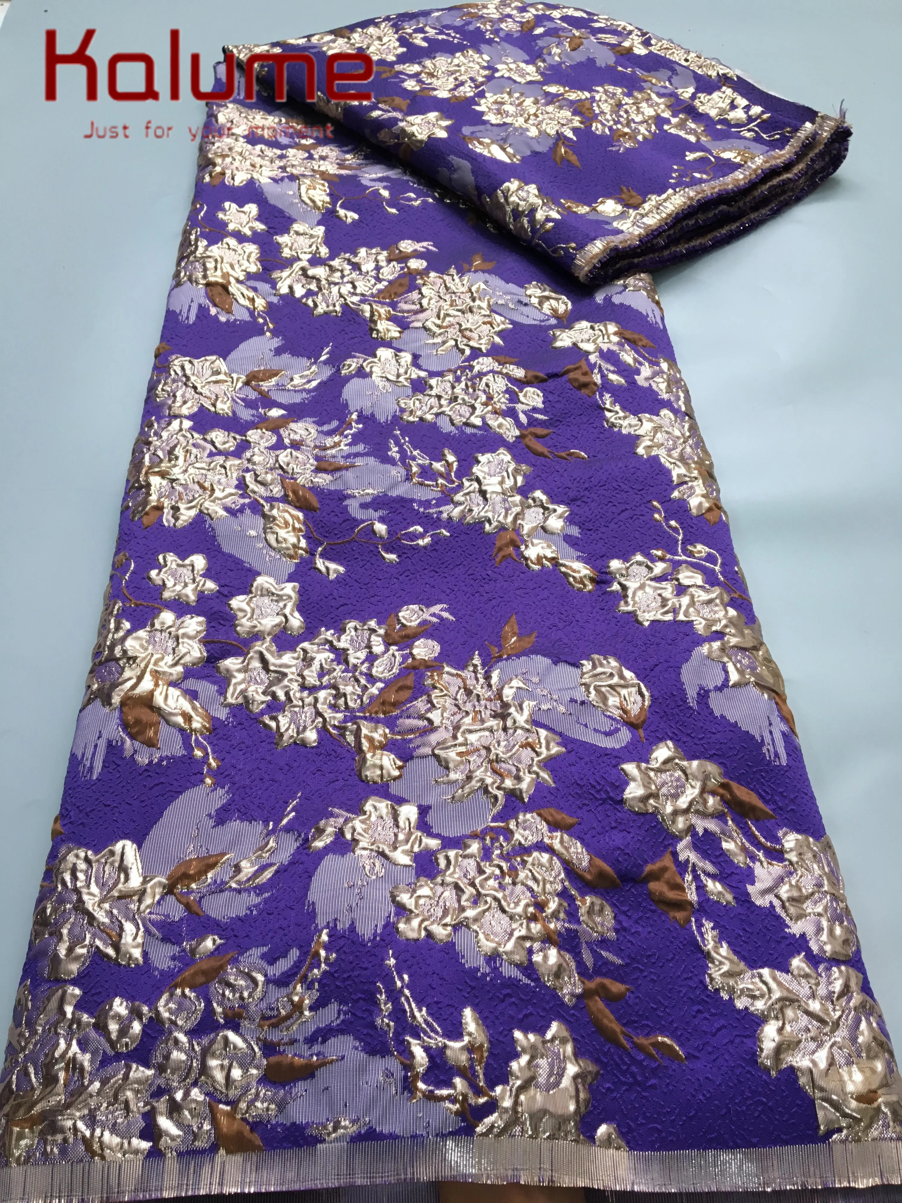 Kalume 2025 African Gilding Jacquard Fabric High Quality Brocade Lace Fabric Ship From U.S. for Sewing Party Women Dress F4406