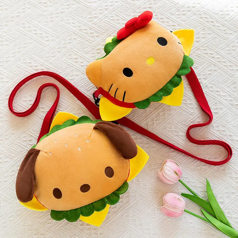 

New Hamburger Shoulder Crossbody Bag Hello Kitty Pochacco Sweet Makeup Bag Kawaii Fashion Accessory Girlish Girlfriend Gifts