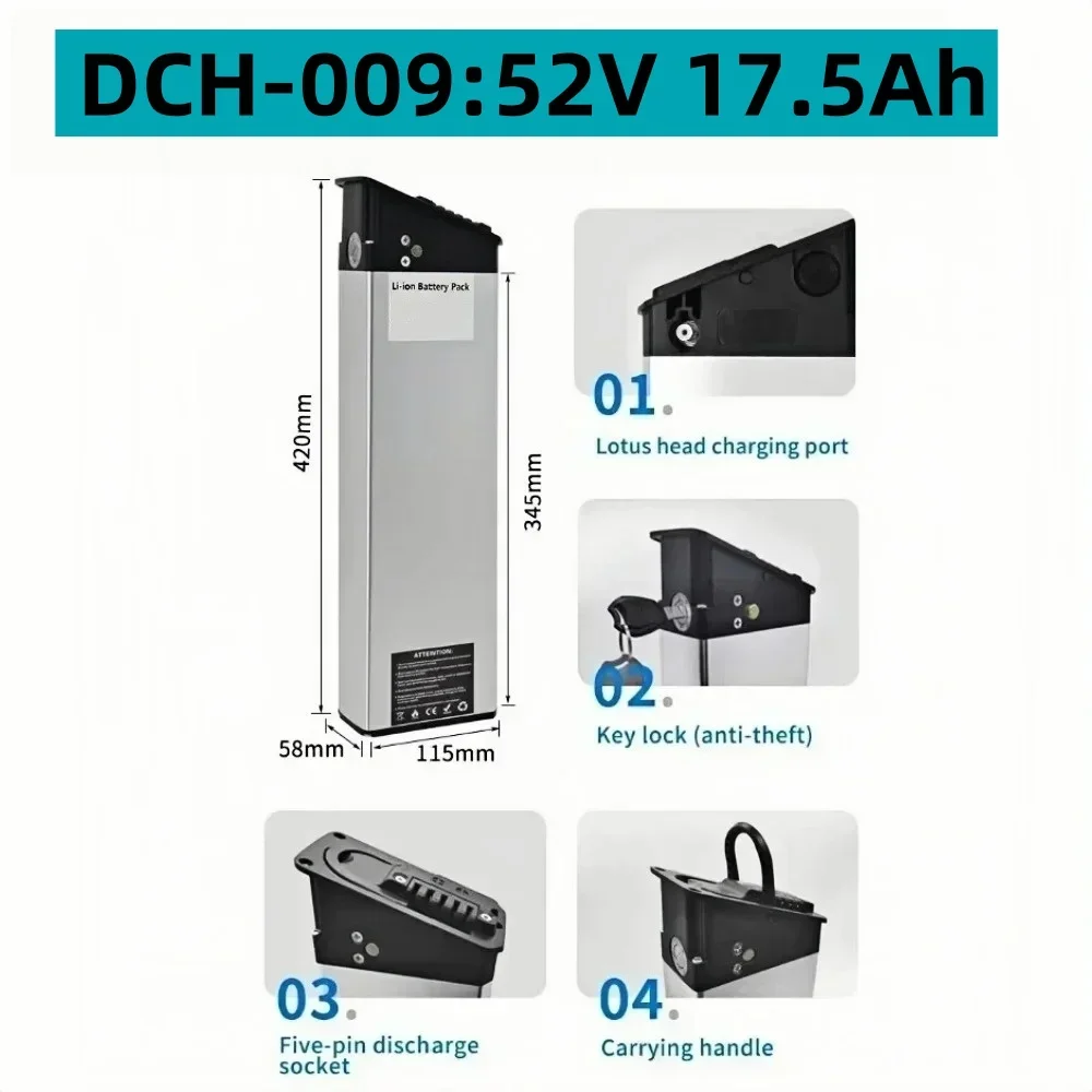 48V/52V 17.5Ah 15Ah 13Ah Vervangende Accu voor Nieuwe Engwe EP-2 Pro Engine Pro Geüpgradede Versie Voor MATE X Fietsaccu DCH-009