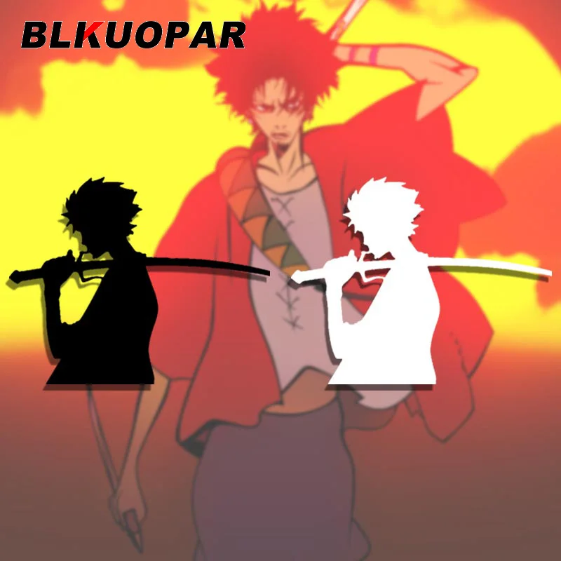 BLKUOPAR Mugen Samurai Champloo Car Sticker Silhouette Anime Graphics Decal Laptop Windows Bumper Surfboard Car Door Protector