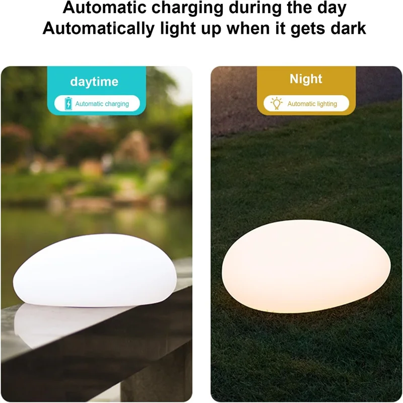 LED Solar Powered Goose Warm Stone Lights Outdoor Decorative Tile Stone Lights Wireless Twilight to Dawn Landscape Garden Decor