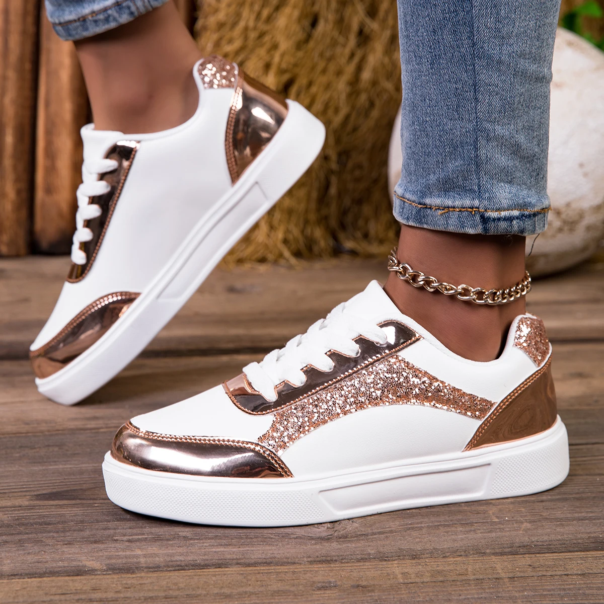 

Women's Large Size Breathable Anti-Slip Lace-Up Walking Shoes Spring Autumn Designer Leisure Sports Wear