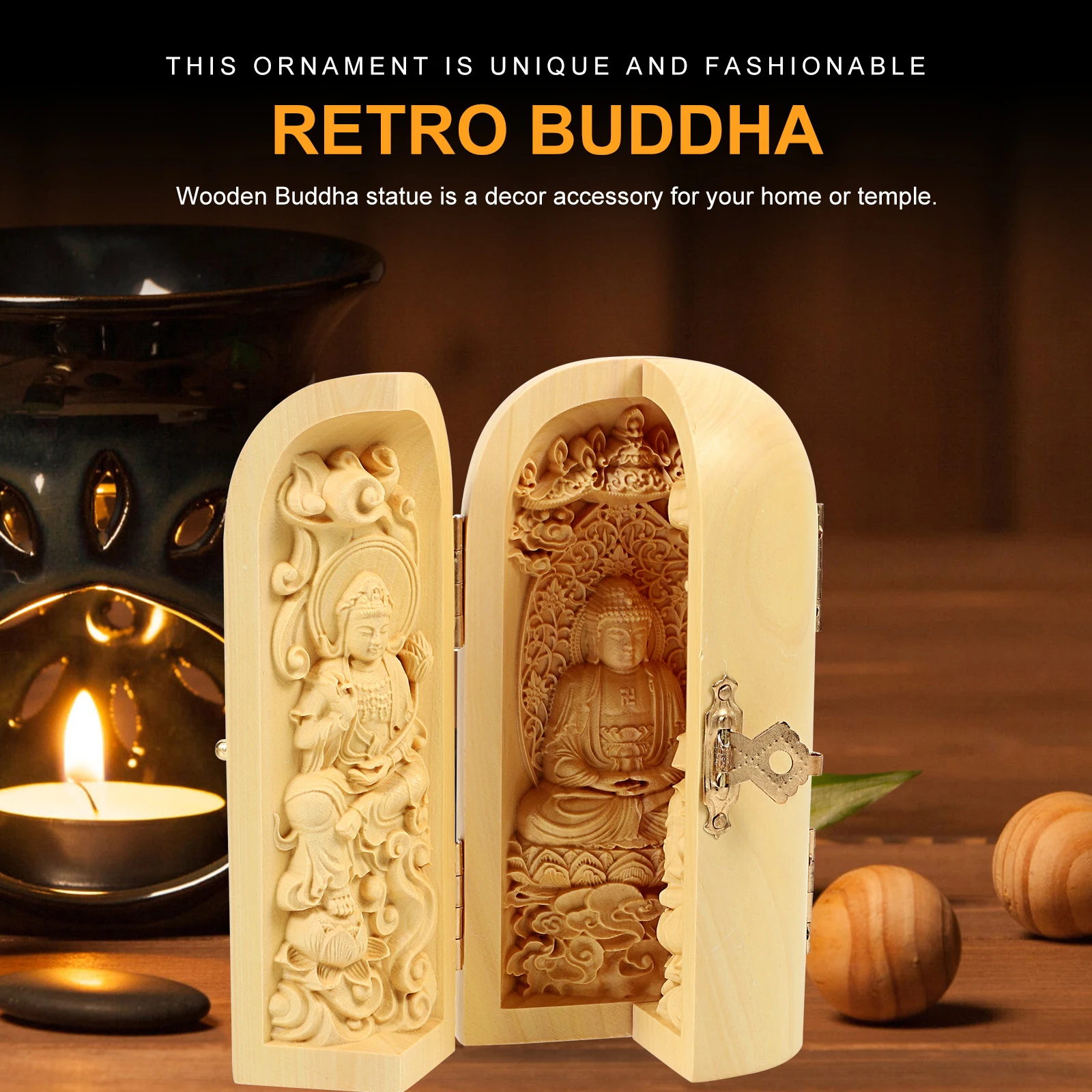 

Buddha Statue Ornament Desktop Small Home Household Temple Decoration Mini Boxwood Figurine Unique