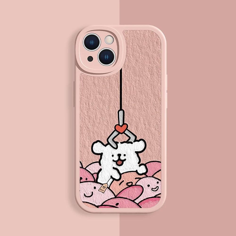 Luxury Korea Maltese Dog Leather Phone Case for iPhone  16 15 14 13 12 11 Mini Pro Max X XR XSMax Plus Pink Cover