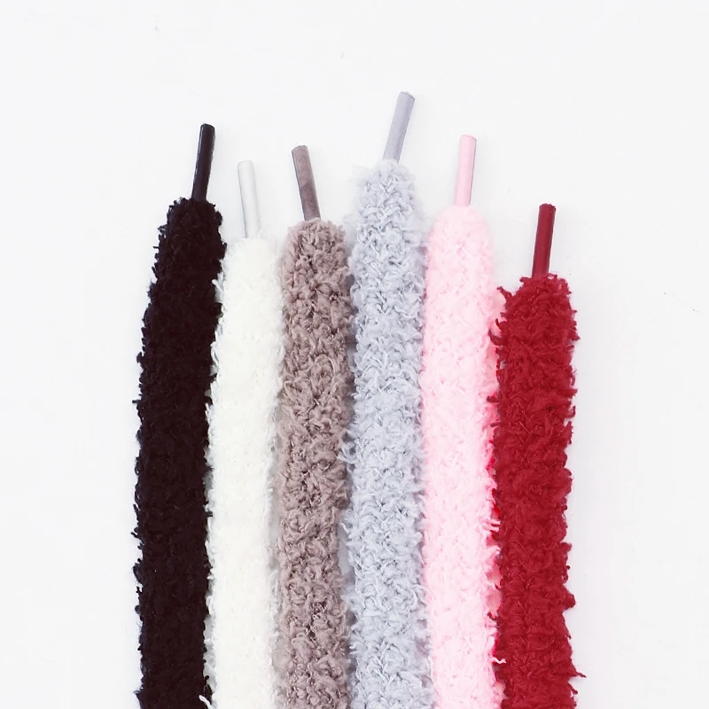1 Pair Fashions 1CM Wide Round Plush Shoelace Sneakers Flat Shoes Casual Shoelace 80/100/120/140/160cm Shoelaces for Shoes