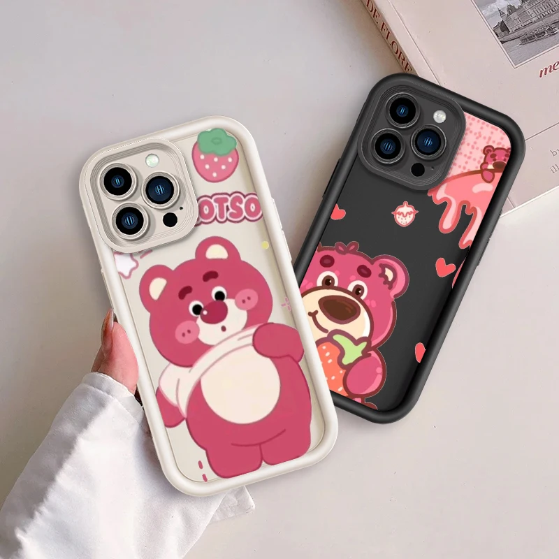 Cute Lotso Huggin Bear Eye Ladder For Apple iPhone 15 14 13 12 11 XS XR X Pro Max Plus Back Phone Case