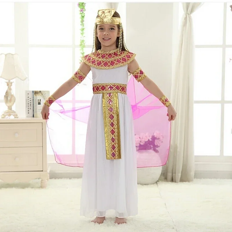 Ancient Egypt Egyptian Pharaoh Cleopatra Prince Princess Costume for Children Halloween Costumes Boy Girl Kids Cosplay Clothing