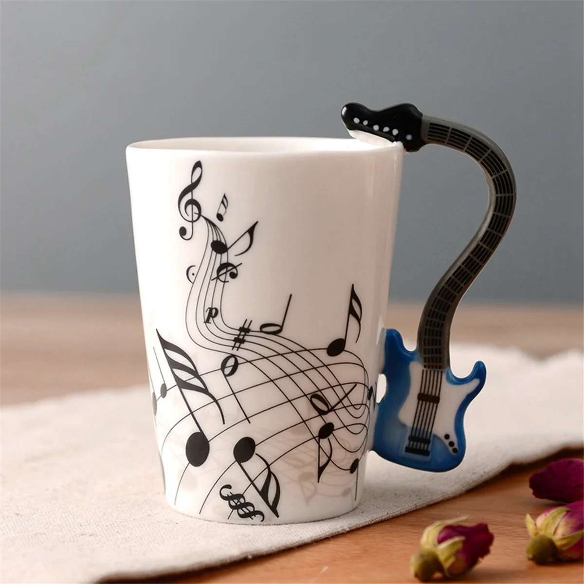 Tasse en céramique itude avec poignée, tasses à portée de lait mignonnes, cadeaux fantaisie, saxophone bleu, café et thé, 240ml