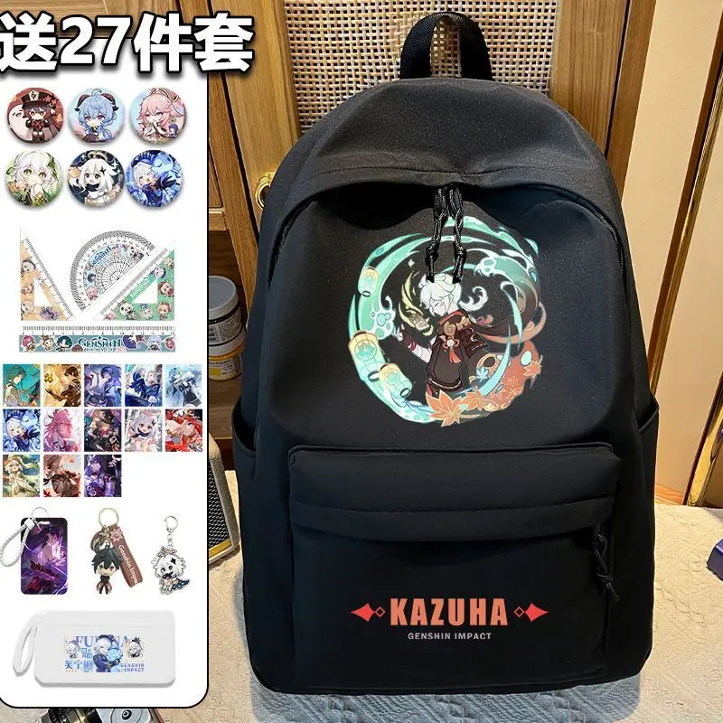 Anime Genshin Impact Backpack Cartoon Elementary School Students Grade 3 To 6 Boys And Girls Ultra-Lightweight Dirt-Resistant L