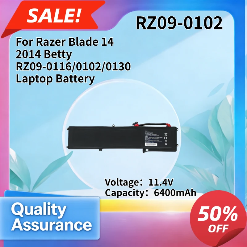 6400mAh High quality Compatible with Razer Blade 14 2014 Betty RZ09-0116/0102/0130 Laptop Battery
