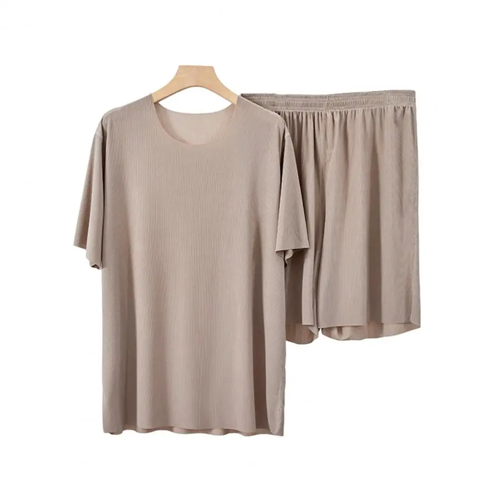

2026 Women's Ice Silk Pajama Set Pullover Short Sleeve T-shirt And Pants Casual Nightwear Set Summer 2 Piece Cozy Pajama Outfit