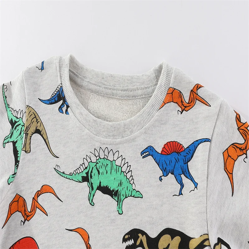   Jumping Meters 2-7T Dinosaurs Autumn Winter Boys Girls Clothing Sets Animals Embroidery Kids Clothes Baby Suits 2 Pcs Sets