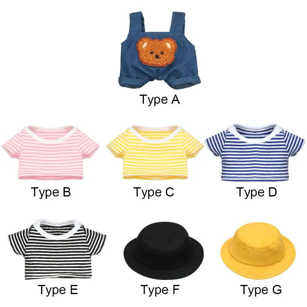إكسسوارات دمي ملابس الدمية DIY ألعاب من القطيفة الكرتونية ديكور الدب البني وزرة الدنيم عقال الحمالة السراويل