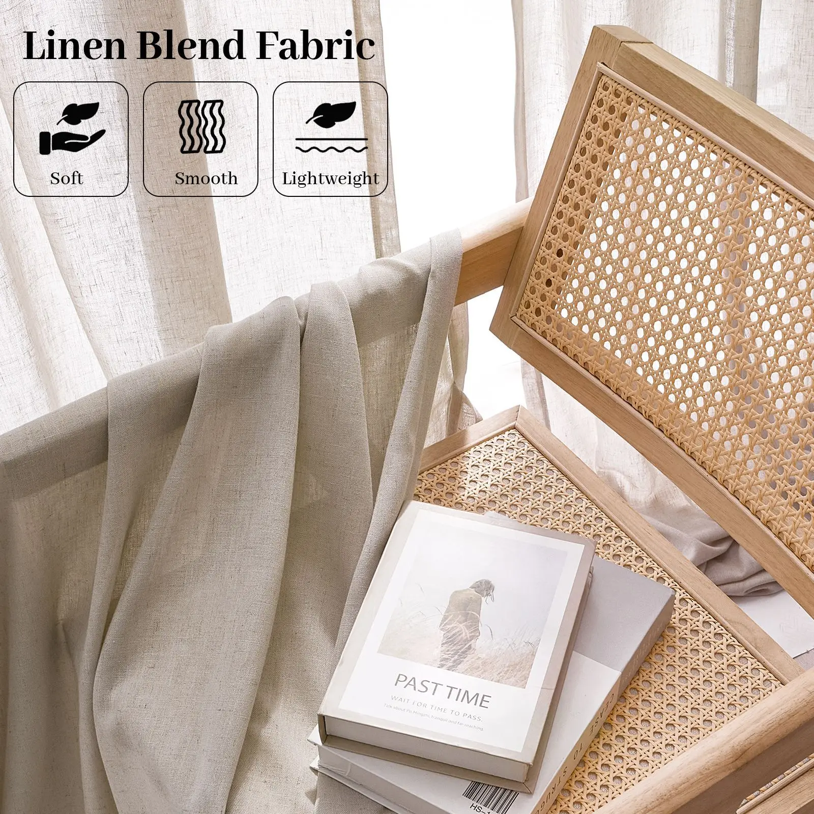 1pc Japanese Linen Sheer Curtain Windproof Breathable Semi Dark Window Drapes Bedroom Living Room Partition Windows Curtain